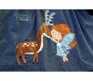 Stickserie - Fee liebt Reh Fransenappli